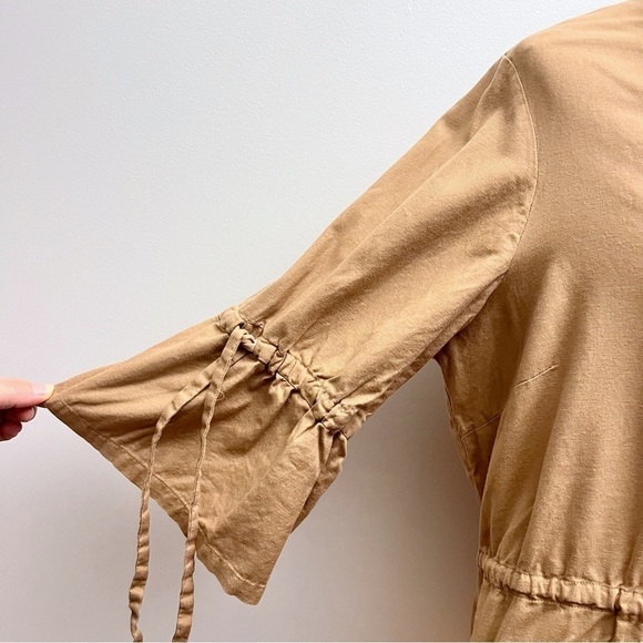 Karen Kane Camel Cinched Waist Tie Bell Sleeve Utility Zip Up Jacket 0X - Picture 8 of 15